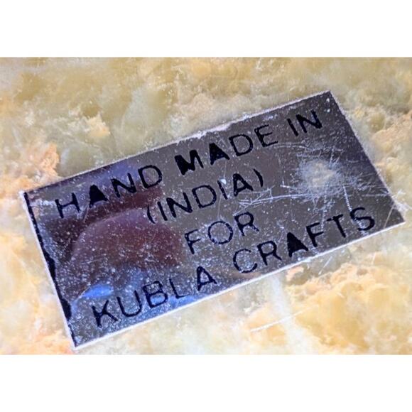 VTG Soap Stone Small Trinket Box Inlaid Mother of Pearl India Kubla Crafts Tan - Picture 6 of 7